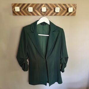 SHEIN Green Blazer with Ruched Sleeves